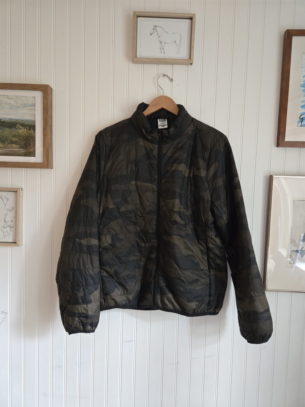 Victoria's Secret Camo Lightweight Puffer Jacket - Olive/Black